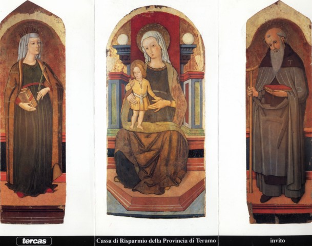 Anonimo — Alemanno Pietro - sec. XV - Madonna con Bambino in trono; Santa Rufina; Sant'Antonio Abate — insieme